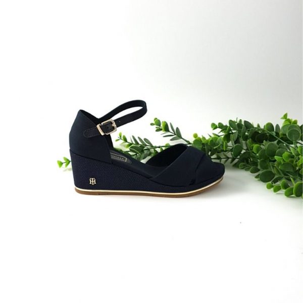 sandales compensées tommy hilfiger bleu marine